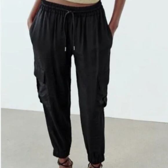 Zara Cargo Joggers, Black, Size Medium - Picture 1 of 10